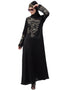 Modern Stone hand work at front and sleeve A line Abaya Black