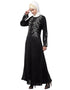 Dubai Front and Sleeve hand embroidered Party Abaya Black