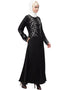 Dubai Front and Sleeve hand embroidered Party Abaya Black
