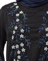 Muslim Front and Sleeve hand embroidered Party Abaya Black