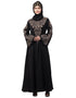 Islamic Neck and Sleeve Resham Embroidered A line Party Abaya Black