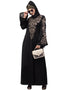 Islamic Neck and Sleeve Resham Embroidered A line Party Abaya Black
