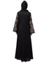 Islamic Neck and Sleeve Resham Embroidered A line Party Abaya Black