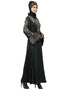 Arabic Neck and Sleeve Resham Embroidered A line Party Abaya Green