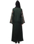 Arabic Neck and Sleeve Resham Embroidered A line Party Abaya Green