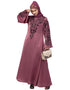 Trendy Neck and Sleeve Resham Embroidered A line Party Abaya Pink
