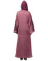 Trendy Neck and Sleeve Resham Embroidered A line Party Abaya Pink