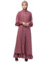 Dubai Extra Jacket and frill at bottom front open Abaya Pink