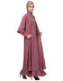 Dubai Extra Jacket and frill at bottom front open Abaya Pink