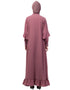 Dubai Extra Jacket and frill at bottom front open Abaya Pink