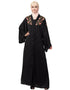 Muslim Front to back Resham embroidery front open Abaya Black