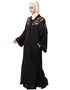 Muslim Front to back Resham embroidery front open Abaya Black