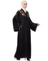 Muslim Front to back Resham embroidery front open Abaya Black