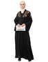 Muslim Front to back Resham embroidery front open Abaya Black