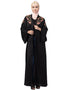 Muslim Front to back Resham embroidery front open Abaya Black