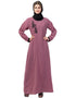 Modest Side embroidery contrast piping Abaya Pink