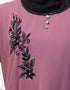Modest Side embroidery contrast piping Abaya Pink