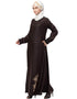 Islamic Bottom Embroidery Contrast Piping Abaya Brown
