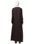 Islamic Bottom Embroidery Contrast Piping Abaya Brown