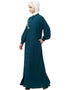 Arabic Front Open Side embroidery Contrast Button Abaya Teal
