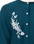 Arabic Front Open Side embroidery Contrast Button Abaya Teal