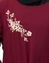 Women Side Resham Embroidery Bell sleeve A line Abaya Maroon