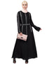 Muslimah Full Embroiodered Hand embroidery A line Abaya Black