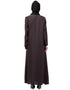 Chic Side embroidery contrast piping Abaya Brown