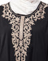 Trendy Front and Sleeve Resham embroidered A line Abaya Black