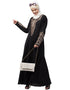 Trendy Front and Sleeve Resham embroidered A line Abaya Black