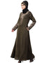 Dubai Front and Sleeve Resham embroidered A line Abaya Green