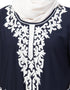 Muslim Front and Sleeve Resham embroidered A line Abaya Navy Blue