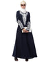 Muslim Front and Sleeve Resham embroidered A line Abaya Navy Blue