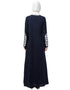 Muslim Front and Sleeve Resham embroidered A line Abaya Navy Blue