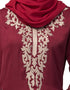 Modest Front and Sleeve Resham embroidered A line Abaya Maroon