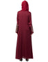 Modest Front and Sleeve Resham embroidered A line Abaya Maroon