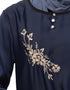 Islamic Side Embroidery Contrast Piping abaya Navy Blue