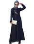 Islamic Side Embroidery Contrast Piping abaya Navy Blue