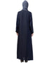Islamic Side Embroidery Contrast Piping abaya Navy Blue