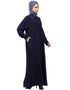 Arabic Long Cuff and Collar executive Abaya Navy Blue