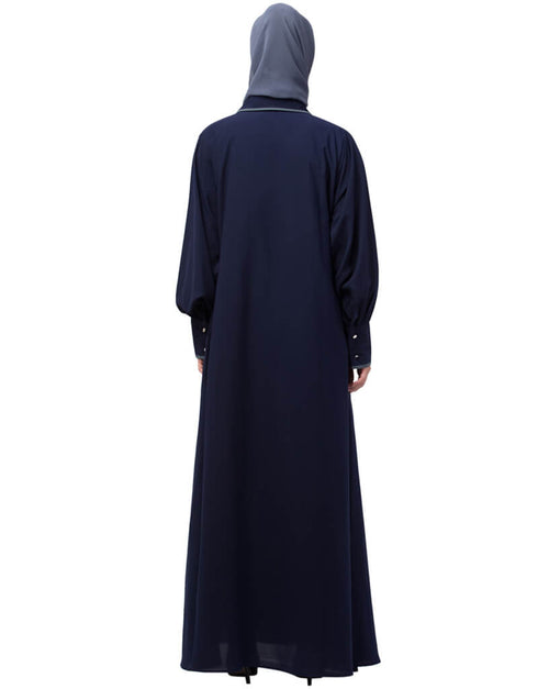 Arabic Long Cuff and Collar executive Abaya Navy Blue