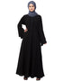 Women Pleats and Beads with Bell sleeve Abaya Black