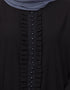 Women Pleats and Beads with Bell sleeve Abaya Black