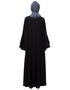 Women Pleats and Beads with Bell sleeve Abaya Black