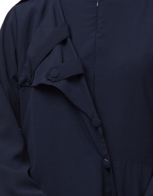 Muslimah Extra Jacket style Panel Executive Abaya Navy Blue