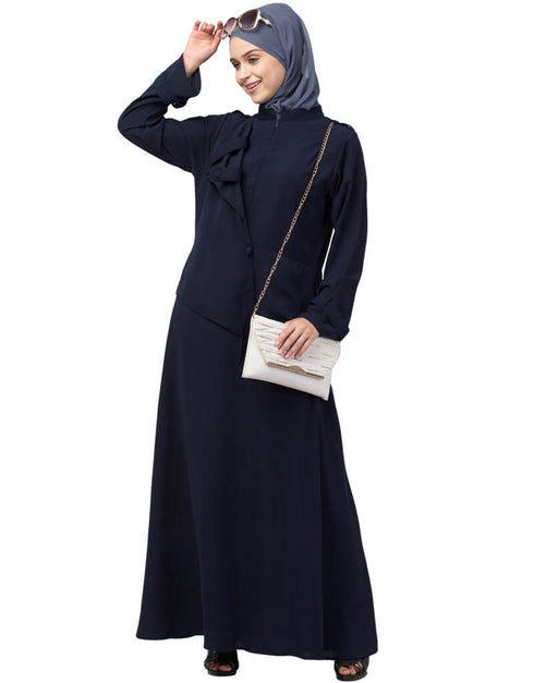 Muslimah Extra Jacket style Panel Executive Abaya Navy Blue