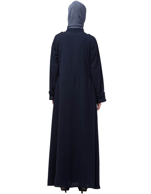 Muslimah Extra Jacket style Panel Executive Abaya Navy Blue