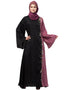 Chic Contrast Front and sleeve Hand work Abaya Black