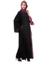 Chic Contrast Front and sleeve Hand work Abaya Black