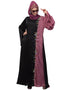 Chic Contrast Front and sleeve Hand work Abaya Black